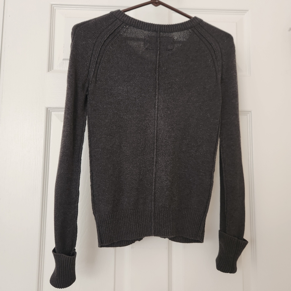 American Eagle Y2K Gray Cardigan Sweater Cable Academia Cottagecore Size XS - Picture 4 of 8